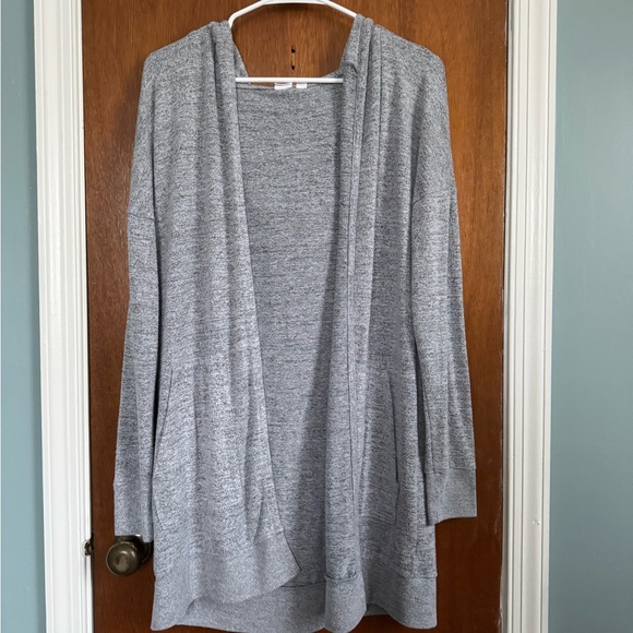 GAP Sweaters - GAP Gray Cardigan Sweater Long Open Front with Hood